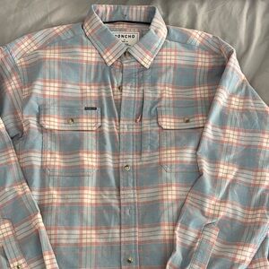 Men’s Poncho Blue and Pink Plaid Shirt Medium Regular fit